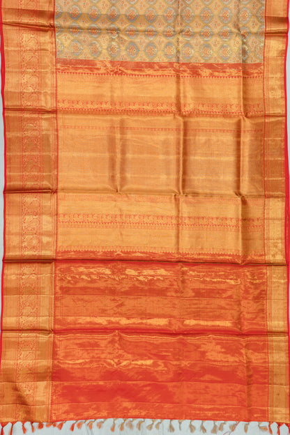 Kanchipuram Silk Tissue Brocade Gold Saree