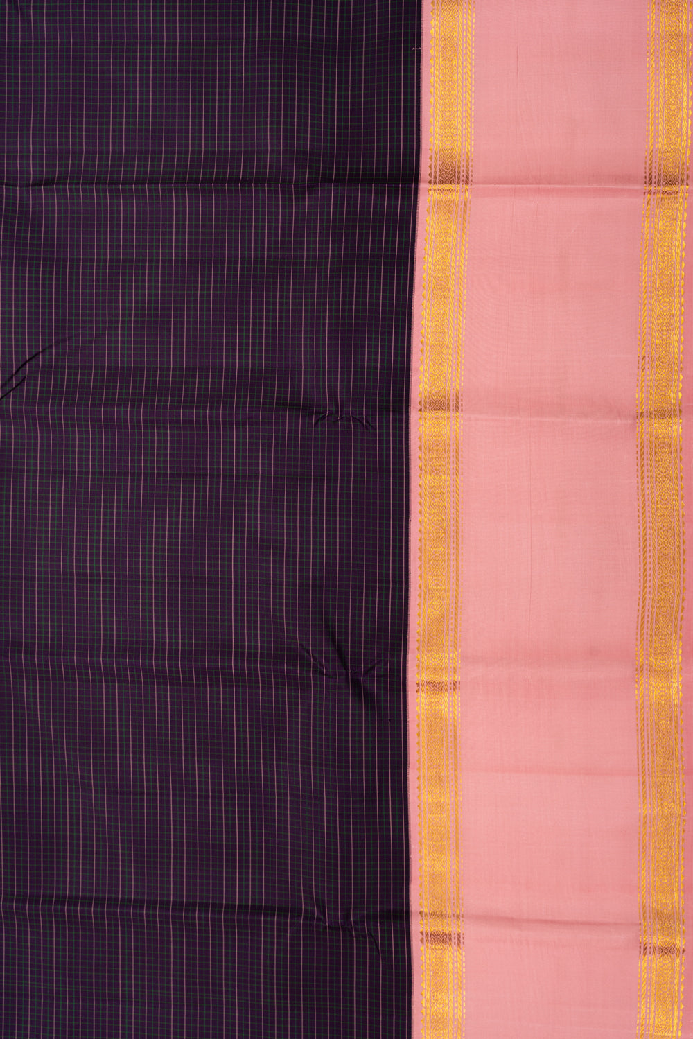 Kanchipuram Silk Kattam Checks Burgundy Saree