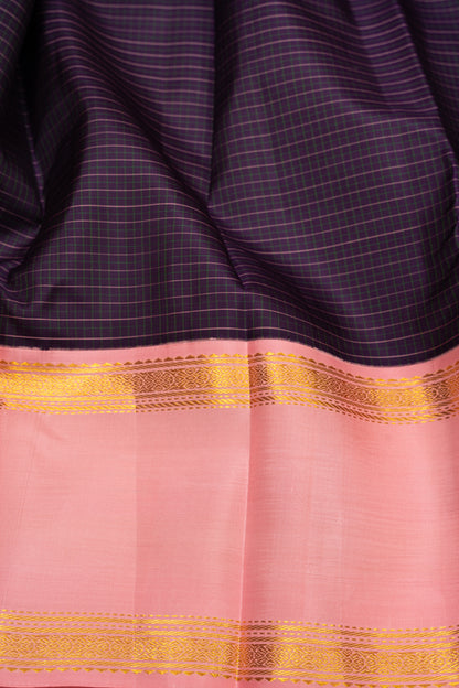 Kanchipuram Silk Kattam Checks Burgundy Saree
