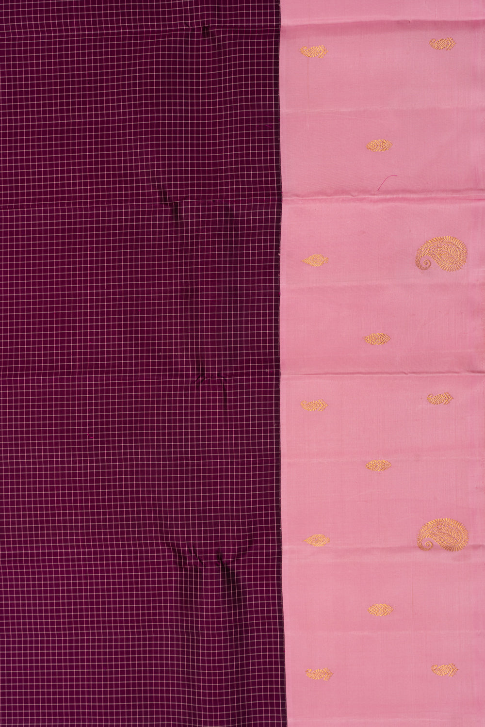 Kanchipuram Silk Kattam Checks Purple Saree