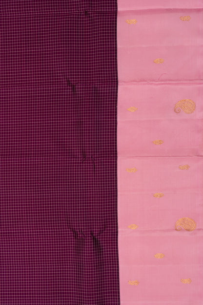 Kanchipuram Silk Kattam Checks Purple Saree