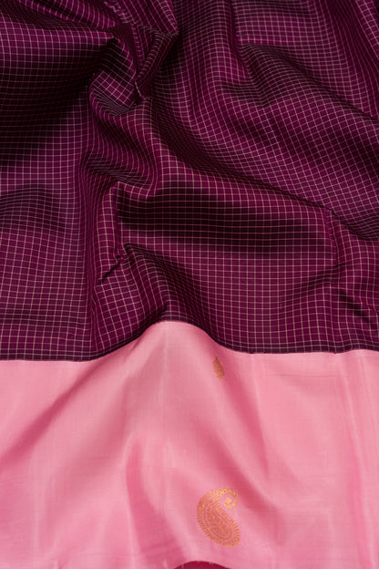 Kanchipuram Silk Kattam Checks Purple Saree
