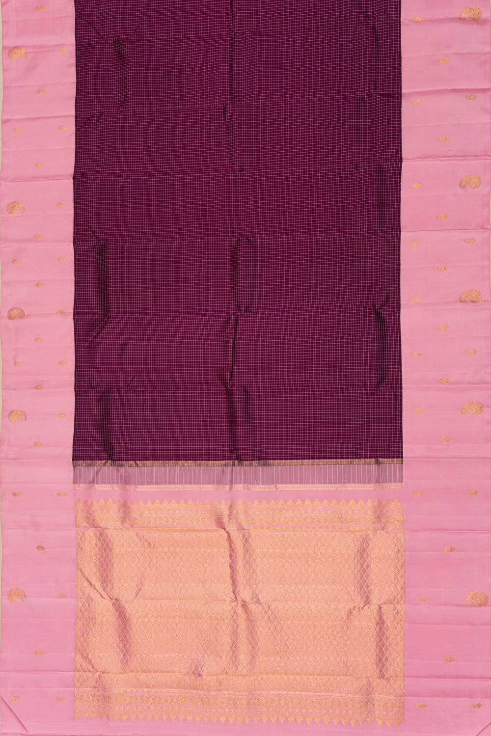 Kanchipuram Silk Kattam Checks Purple Saree