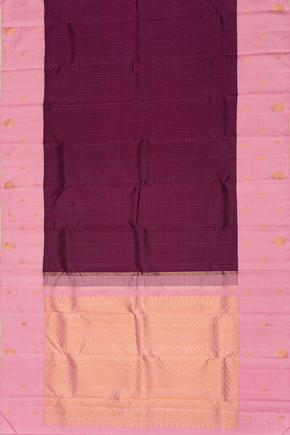 Kanchipuram Silk Kattam Checks Purple Saree