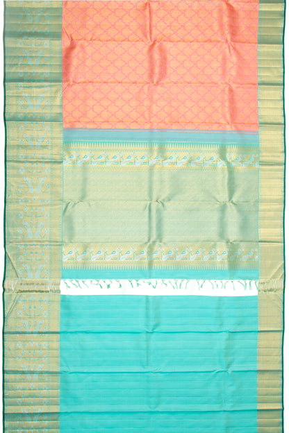 Kanchipuram Silk Brocade Pastel Orange Saree