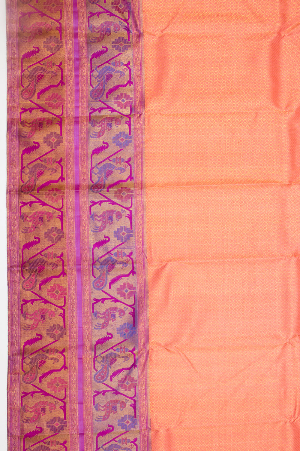 Kanchipuram Silk Brocade Orange Saree