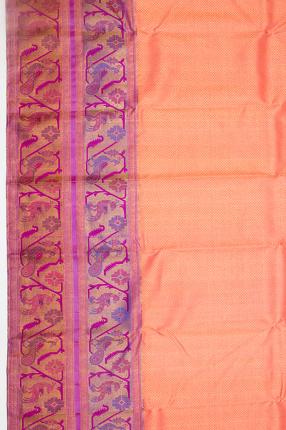 Kanchipuram Silk Brocade Orange Saree