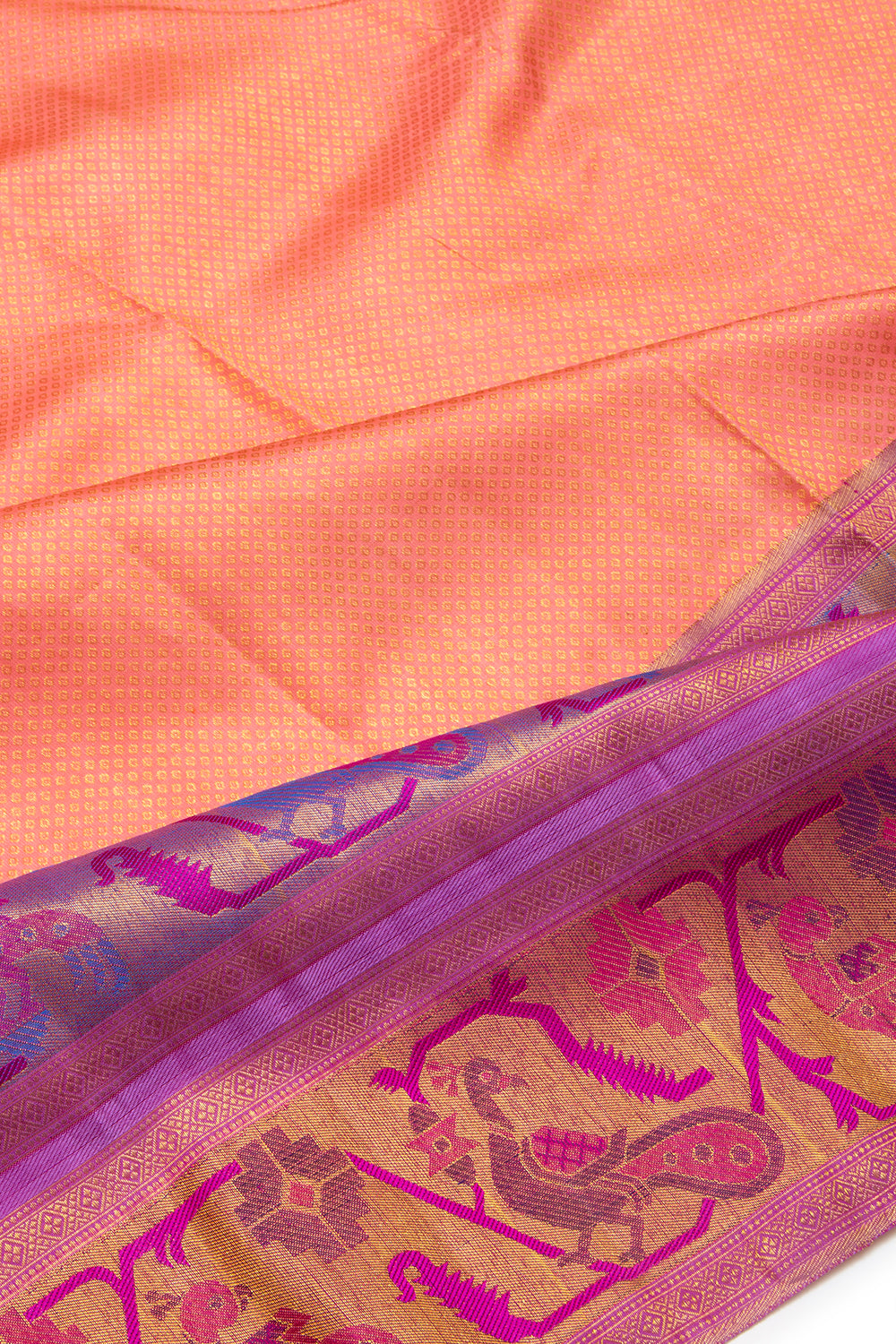 Kanchipuram Silk Brocade Orange Saree