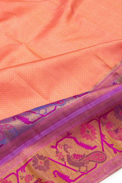 Kanchipuram Silk Brocade Orange Saree