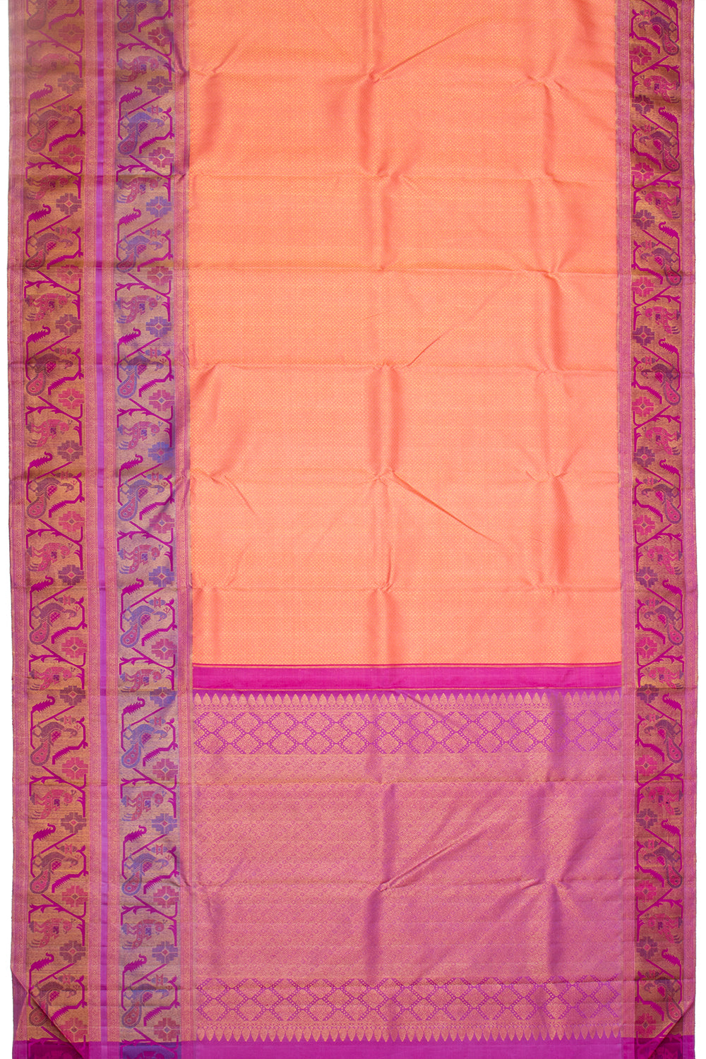 Kanchipuram Silk Brocade Orange Saree