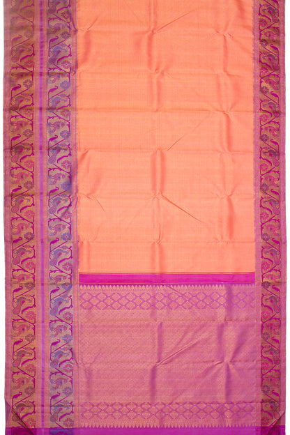 Kanchipuram Silk Brocade Orange Saree