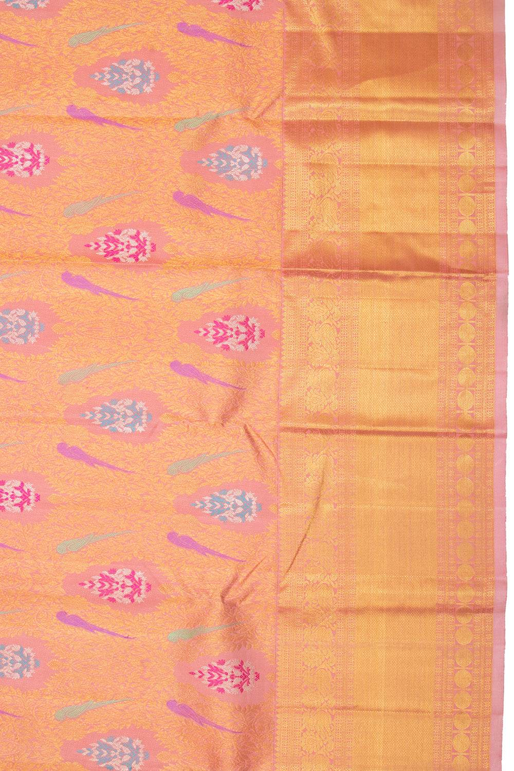 Kanchipuram Silk Brocade Peach Saree