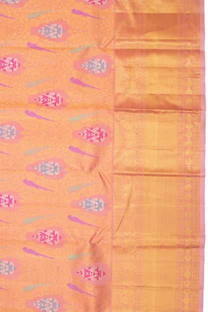 Kanchipuram Silk Brocade Peach Saree