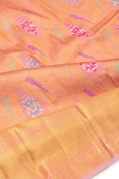 Kanchipuram Silk Brocade Peach Saree