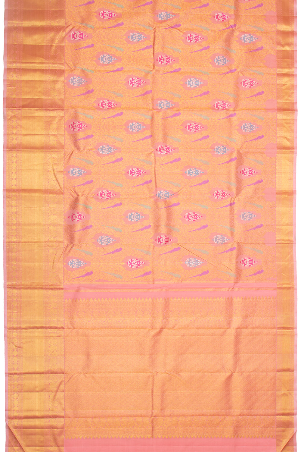 Kanchipuram Silk Brocade Peach Saree
