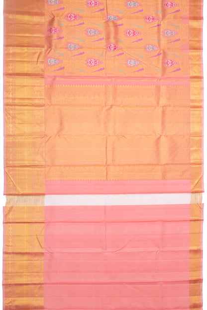Kanchipuram Silk Brocade Peach Saree