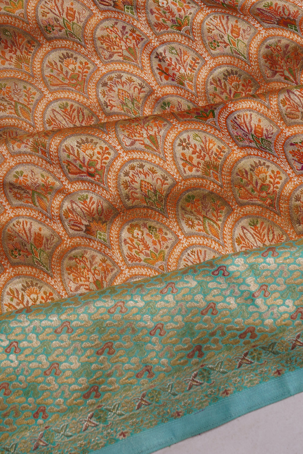 Kanchipuram Silk Tissue Brocade Gold Saree