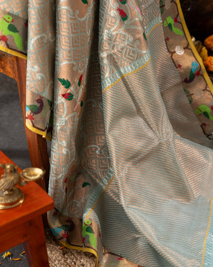 Kota Silk Brocade Blue Saree