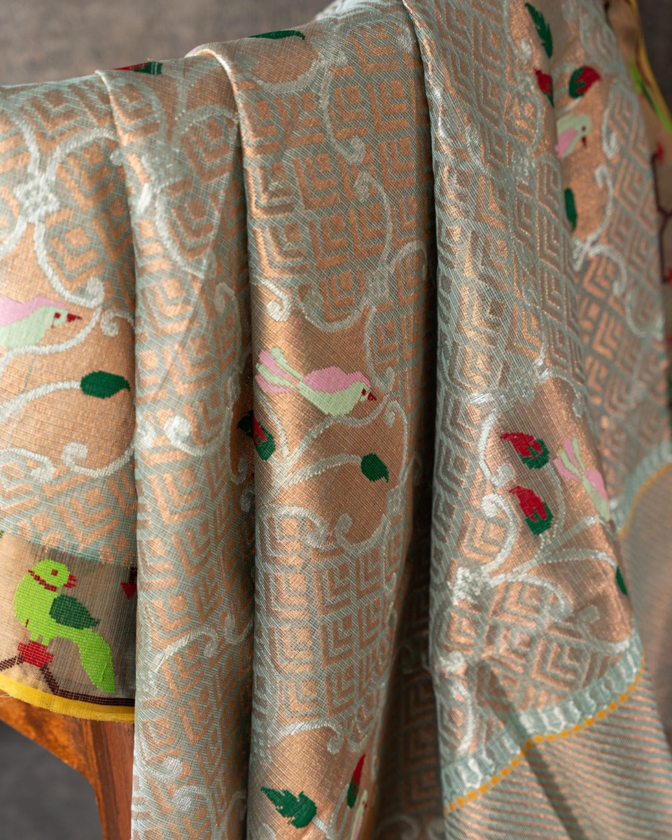Kota Silk Brocade Blue Saree