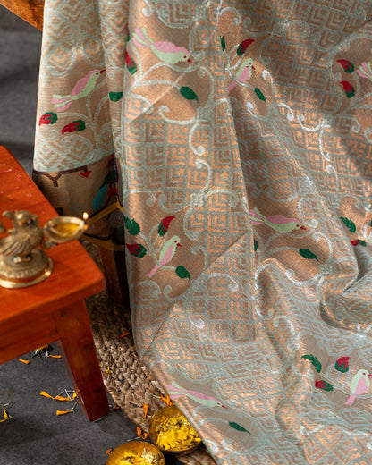 Kota Silk Brocade Blue Saree