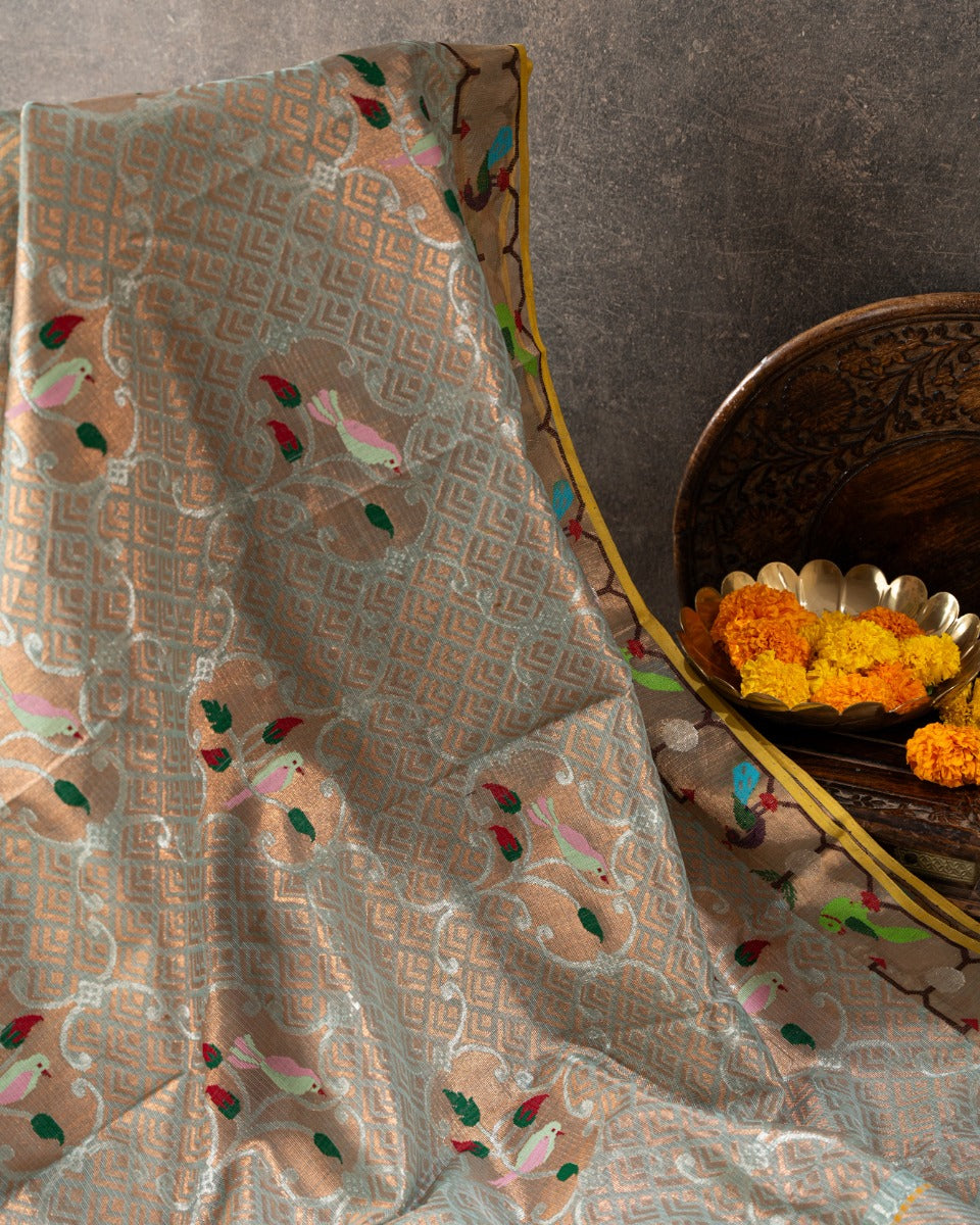 Kota Silk Brocade Blue Saree