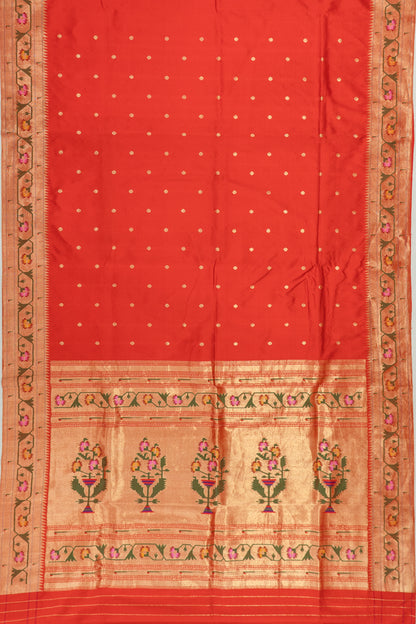 Paithani Silk Butta Orange Saree