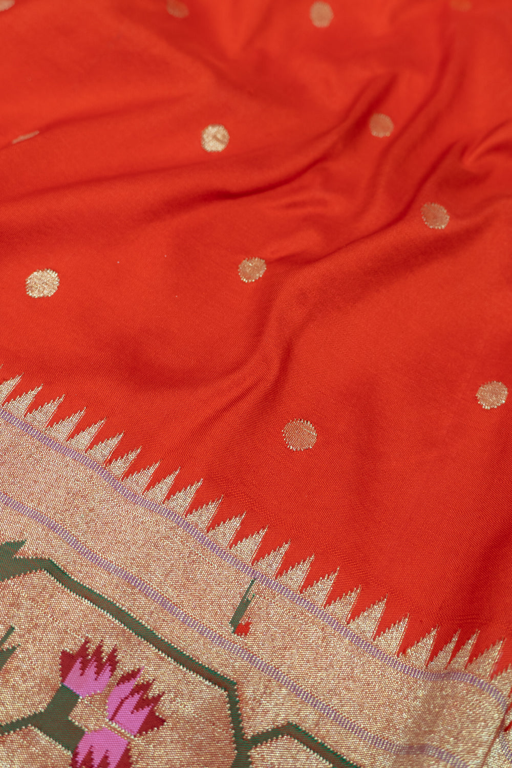 Paithani Silk Butta Orange Saree