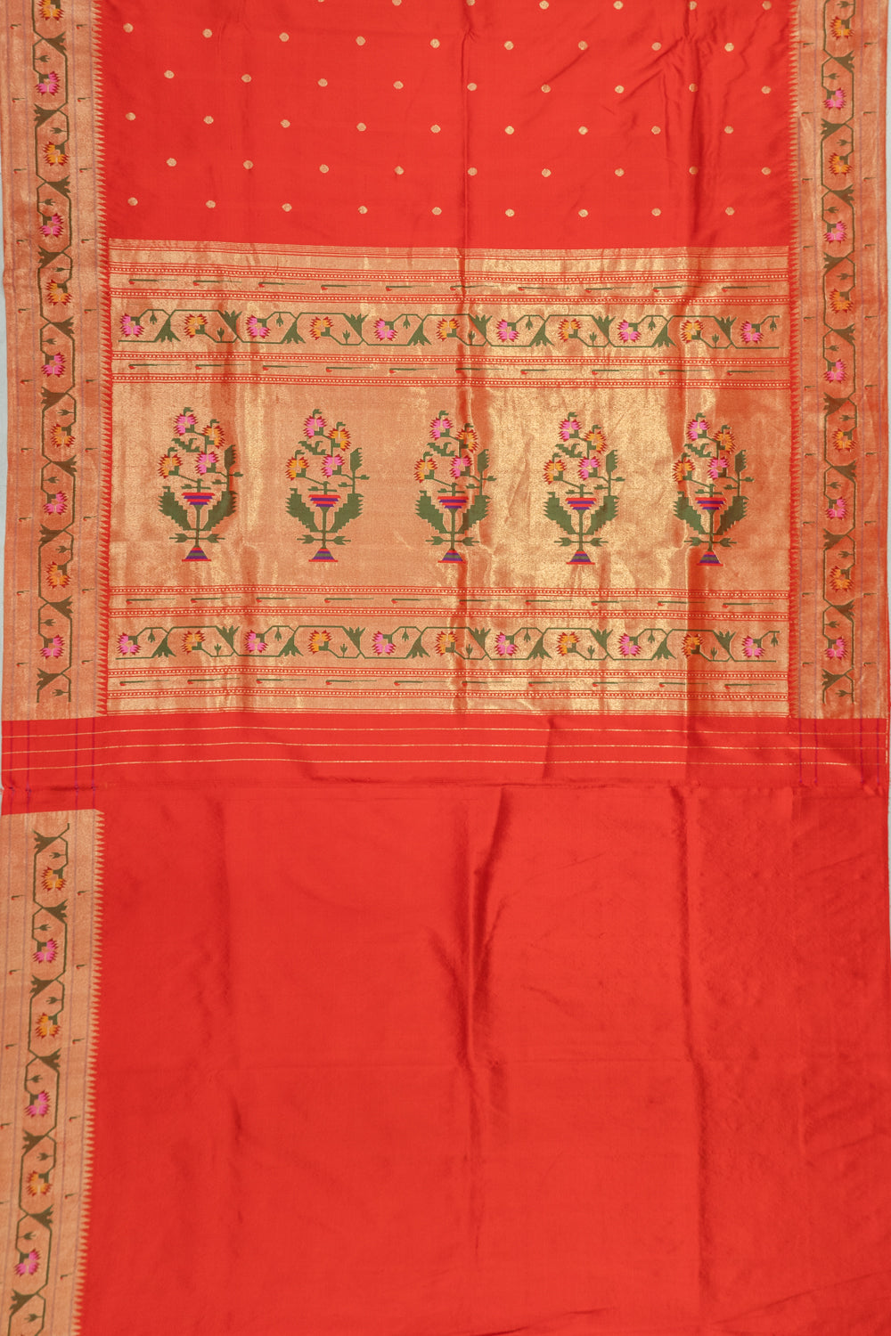 Paithani Silk Butta Orange Saree