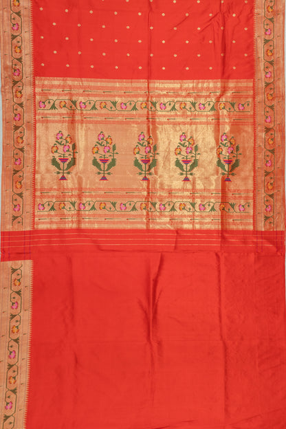 Paithani Silk Butta Orange Saree