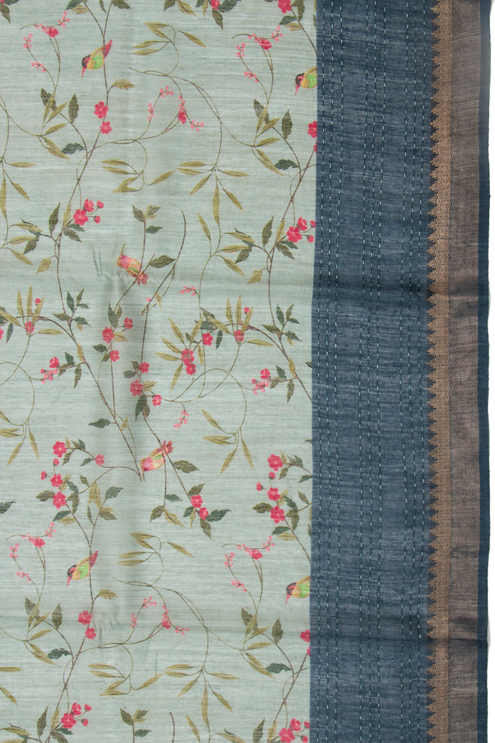 Chanderi Cotton Floral Printed Pastel Green Saree