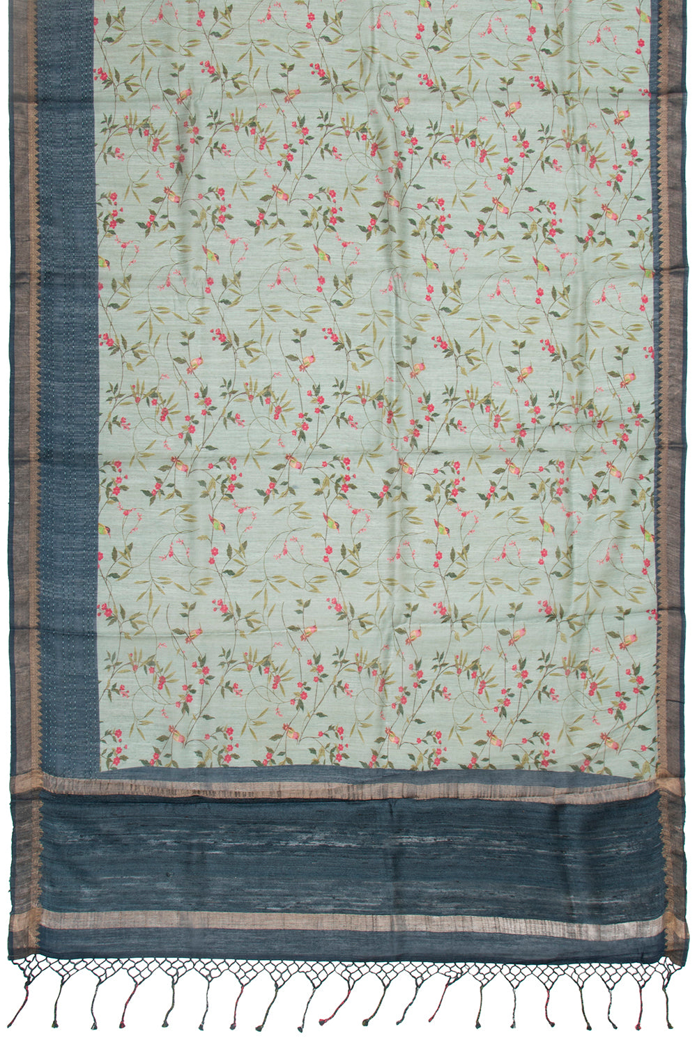 Chanderi Cotton Floral Printed Pastel Green Saree