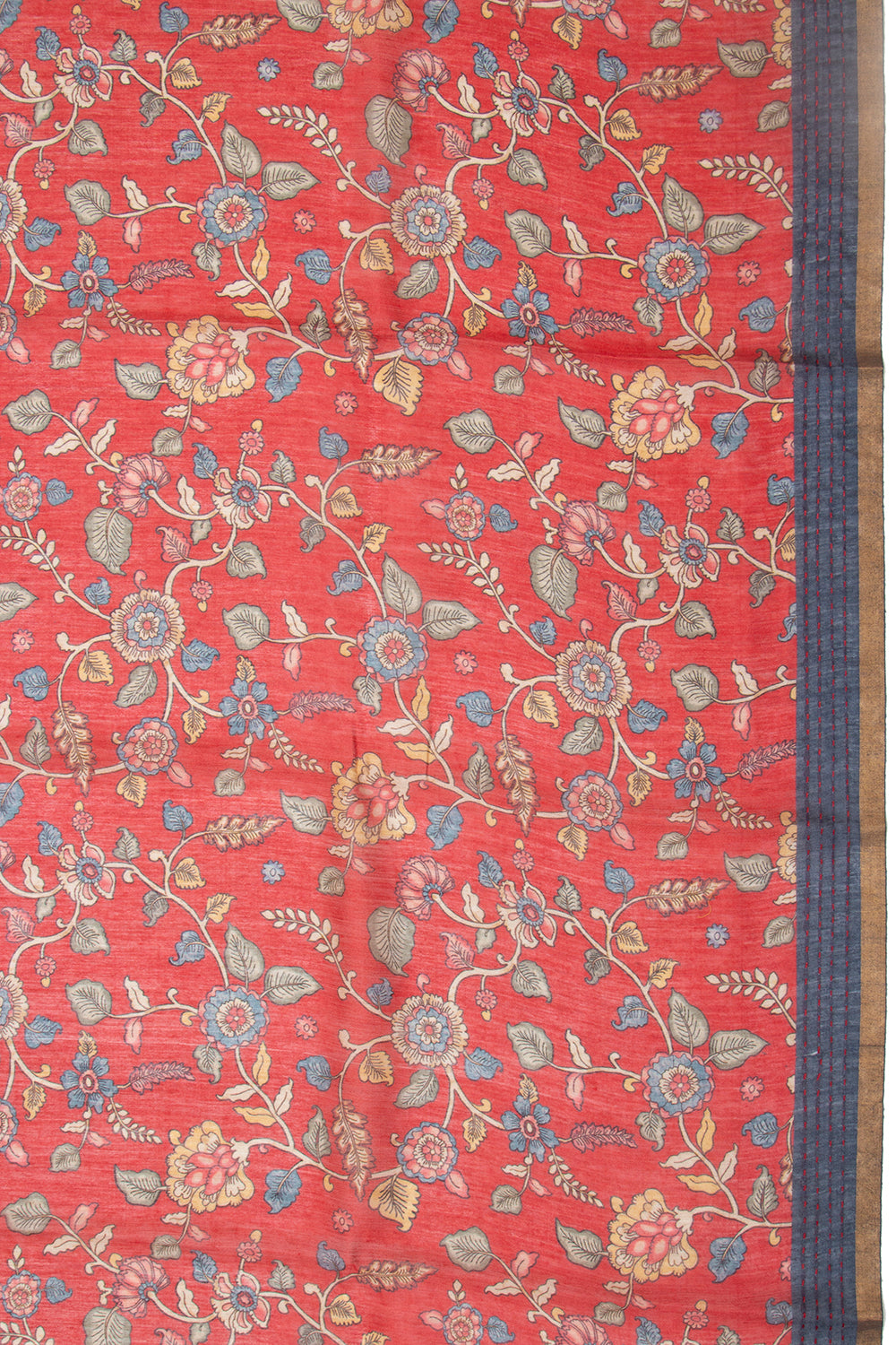 Chanderi Cotton Floral Printed Red Saree