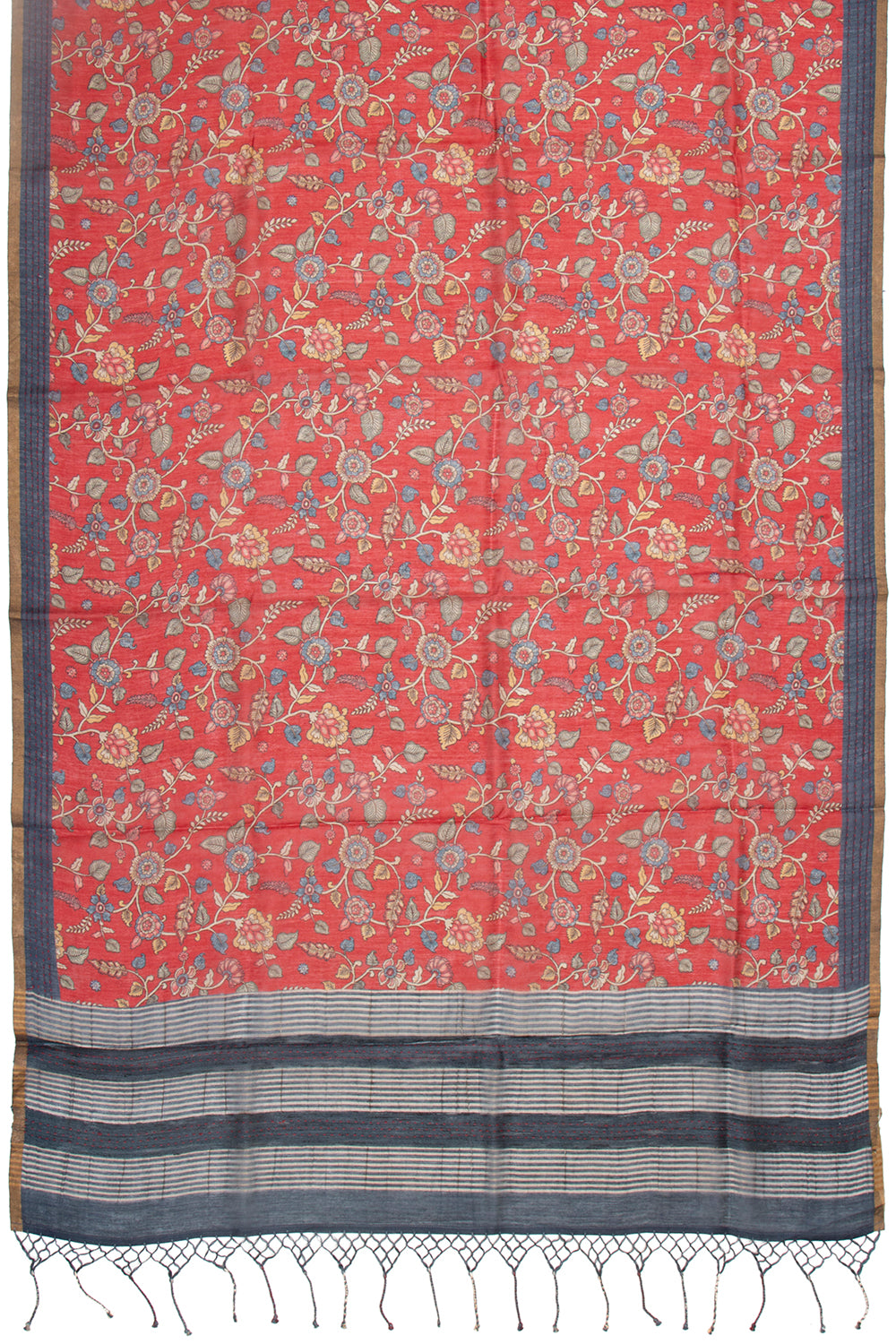 Chanderi Cotton Floral Printed Red Saree