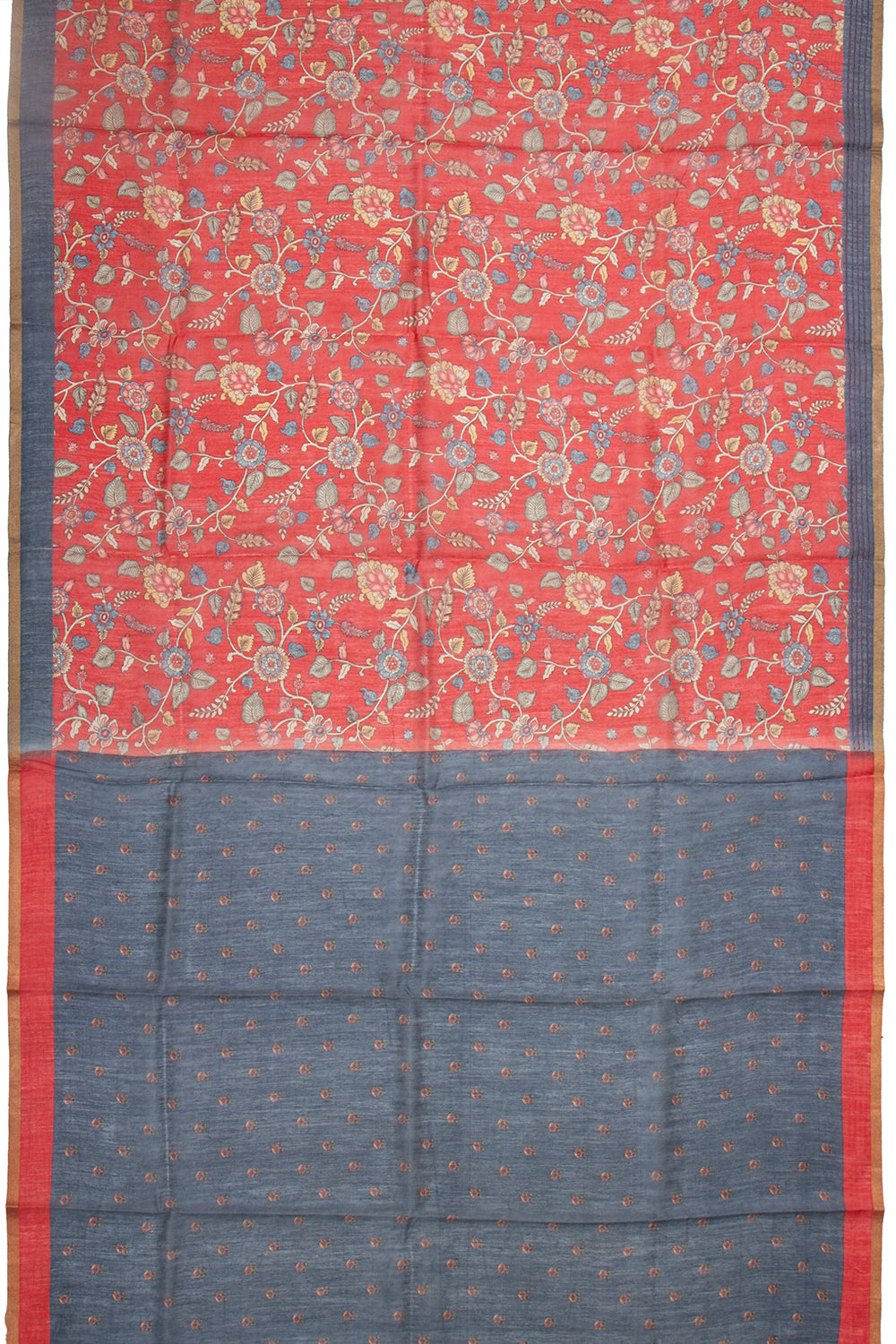 Chanderi Cotton Floral Printed Red Saree