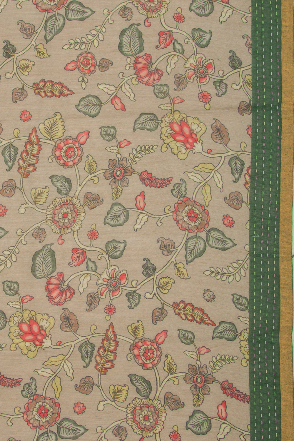 Chanderi Cotton Floral Printed Grey Saree