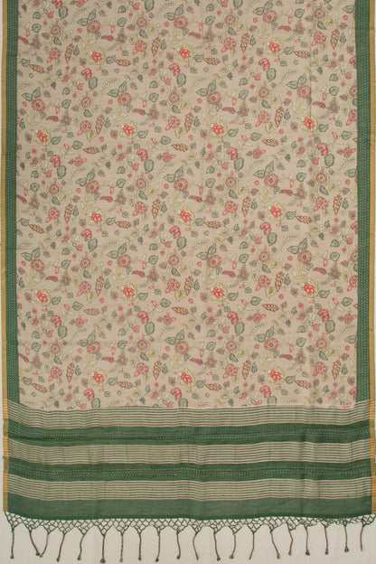 Chanderi Cotton Floral Printed Grey Saree