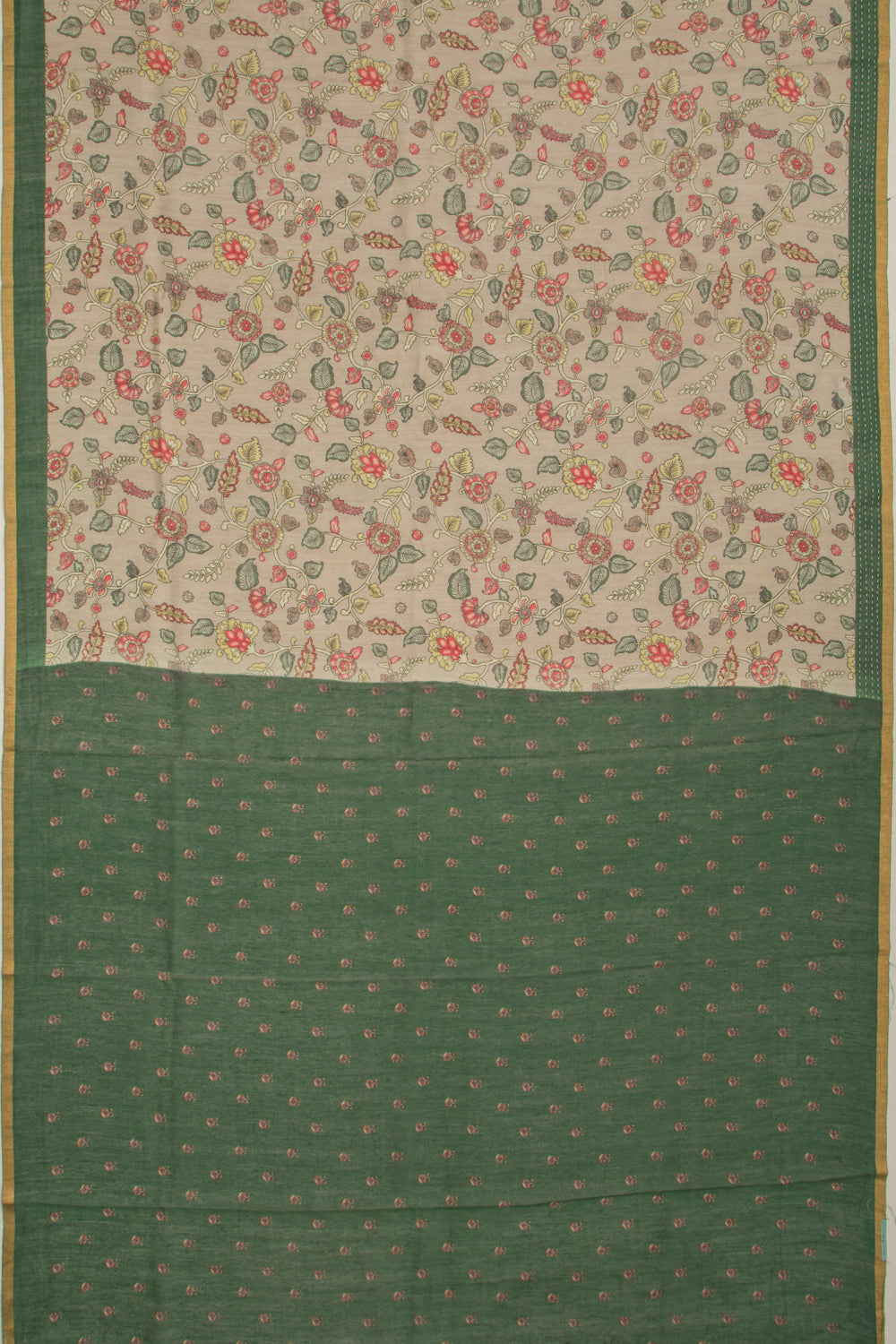 Chanderi Cotton Floral Printed Grey Saree