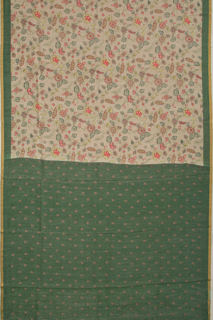 Chanderi Cotton Floral Printed Grey Saree