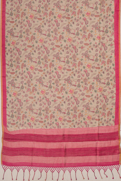 Chanderi Cotton Floral Printed Grey Saree
