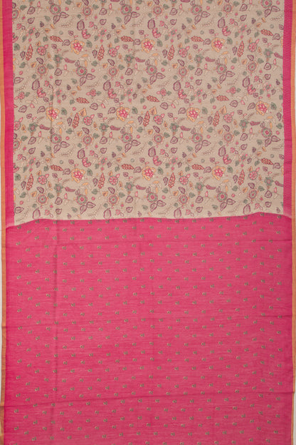 Chanderi Cotton Floral Printed Grey Saree