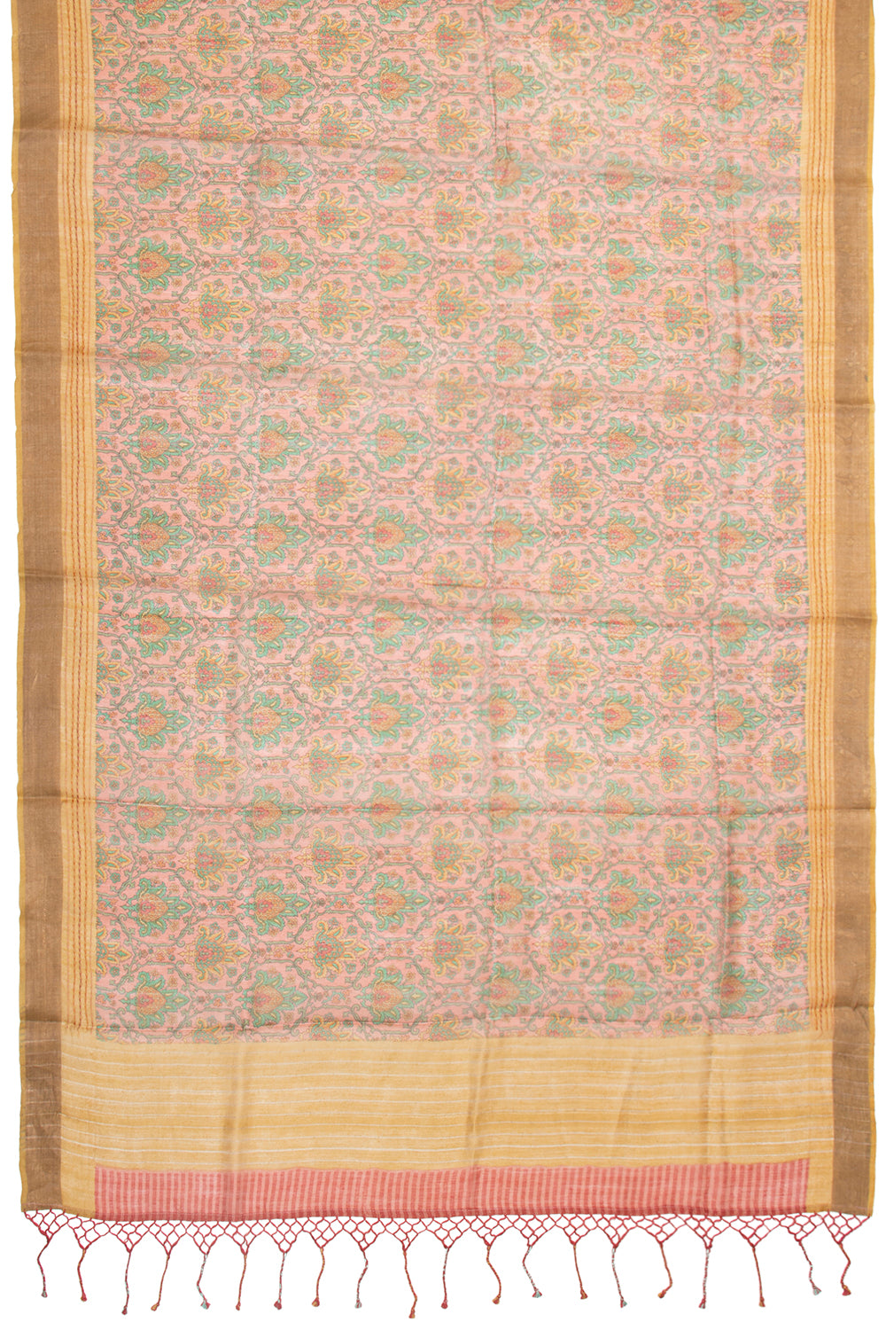 Chanderi Cotton Floral Printed Peach Saree