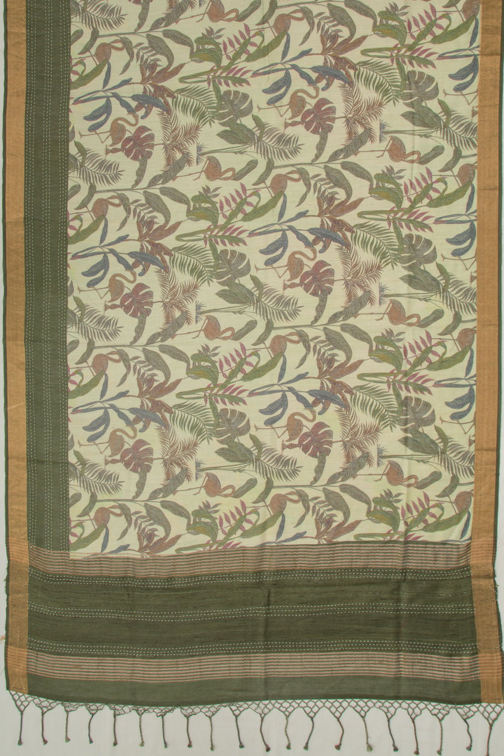 Chanderi Cotton Floral Printed Pastel Green Saree