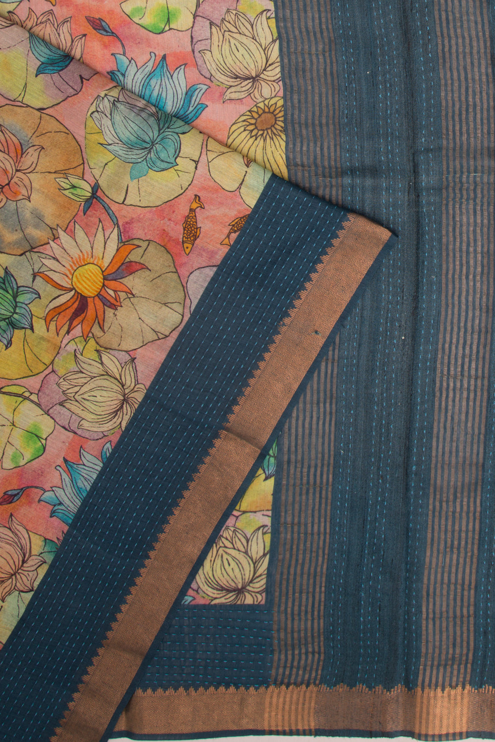 Chanderi Cotton Floral Printed Baby Pink Saree