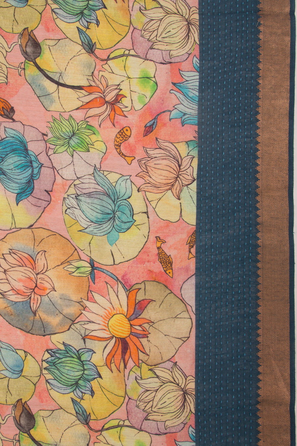 Chanderi Cotton Floral Printed Baby Pink Saree