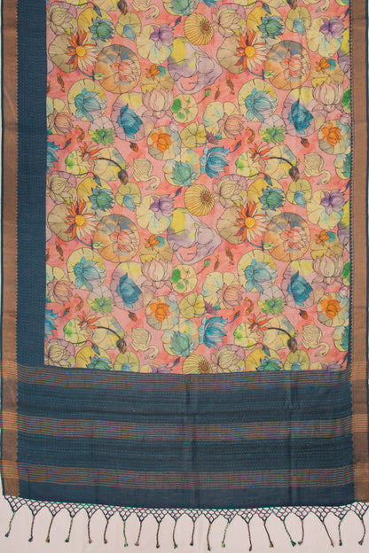 Chanderi Cotton Floral Printed Baby Pink Saree