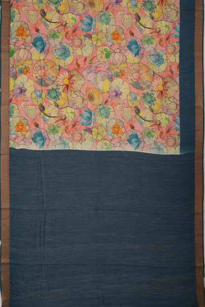 Chanderi Cotton Floral Printed Baby Pink Saree