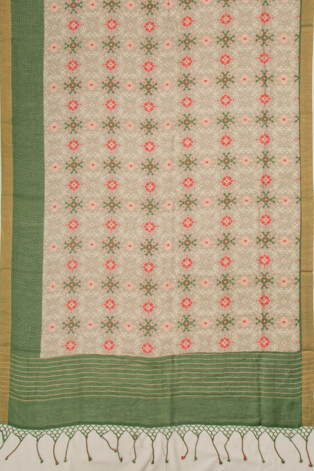 Chanderi Cotton Printed Grey Saree