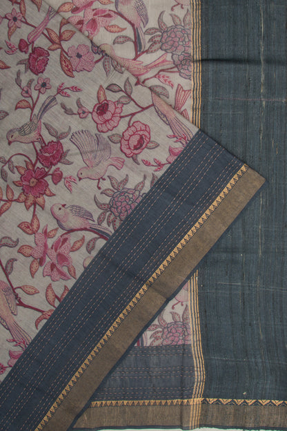 Chanderi Cotton Floral Printed Lilac Saree