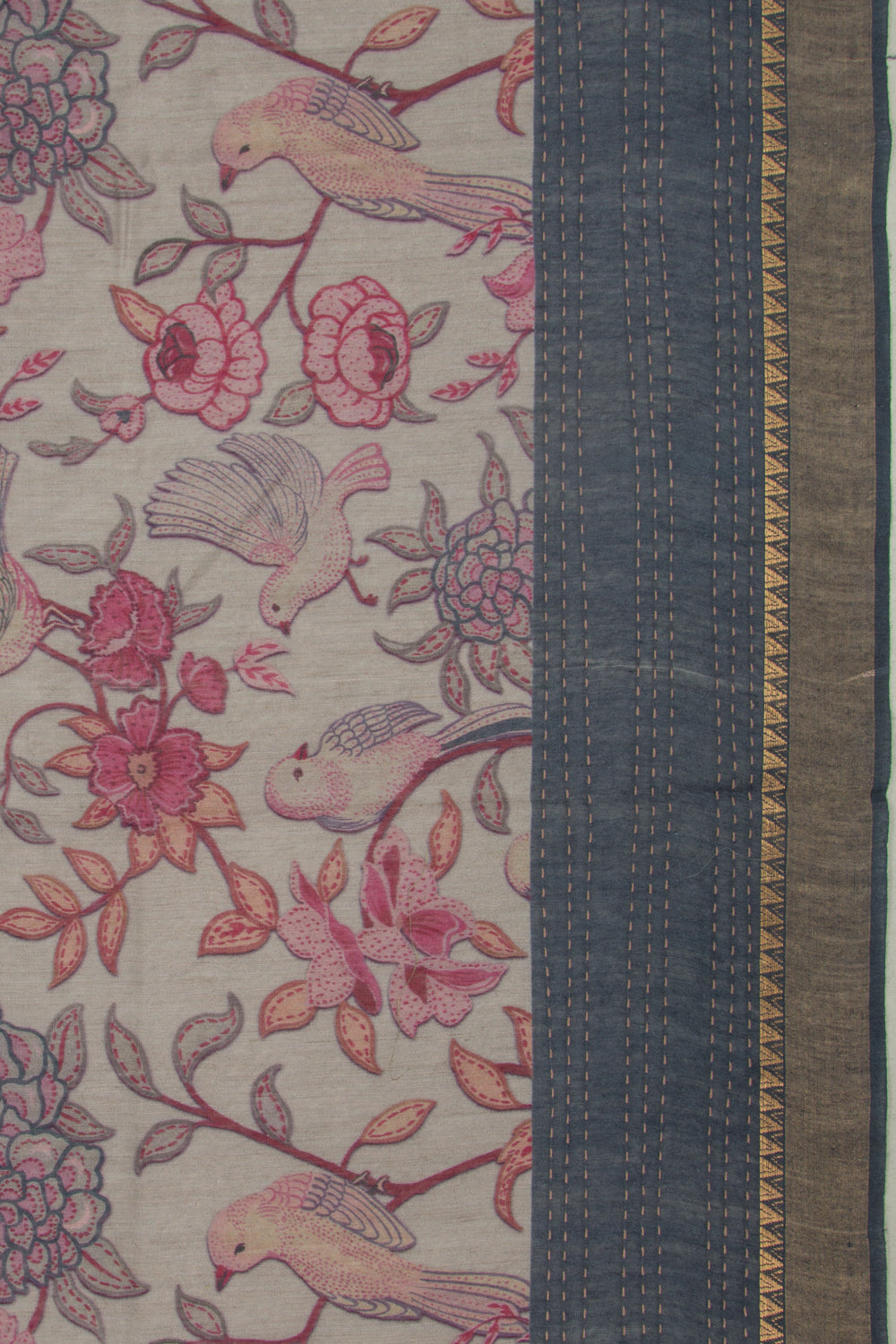 Chanderi Cotton Floral Printed Lilac Saree