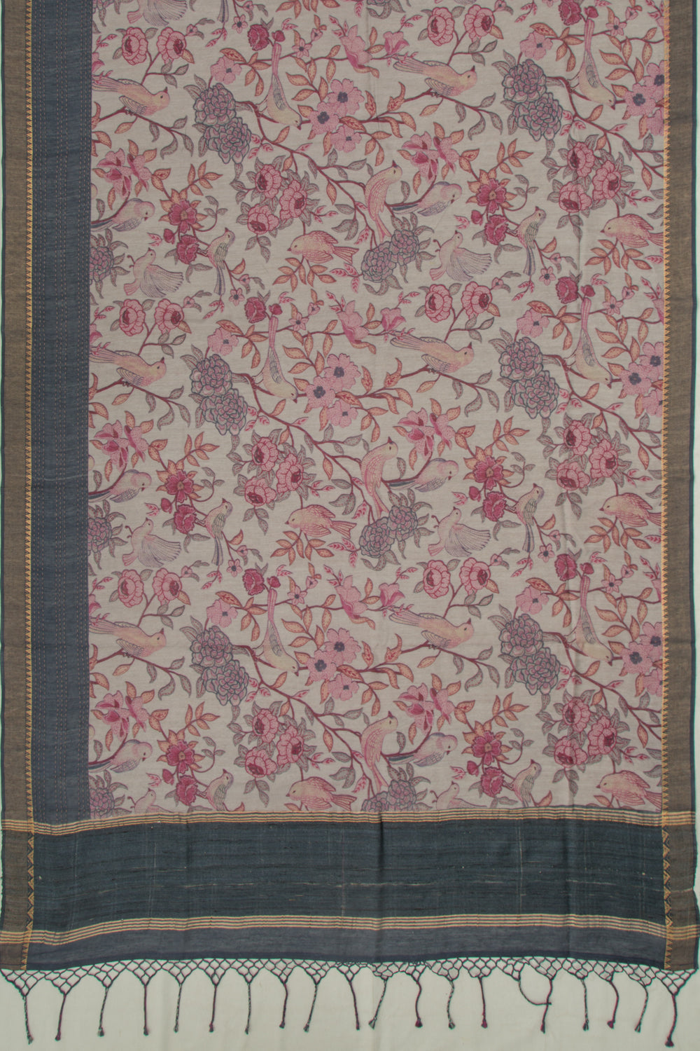 Chanderi Cotton Floral Printed Lilac Saree